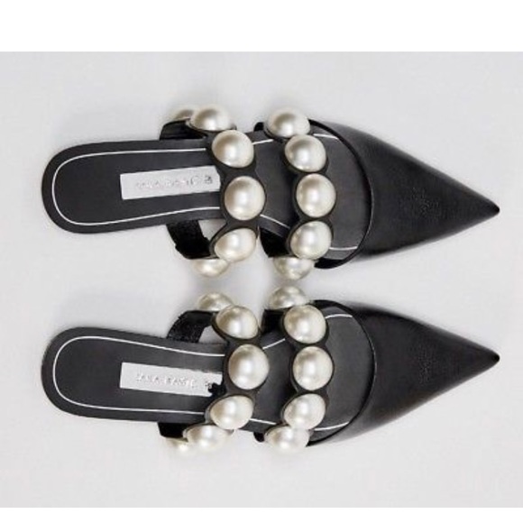 zara pearl mules